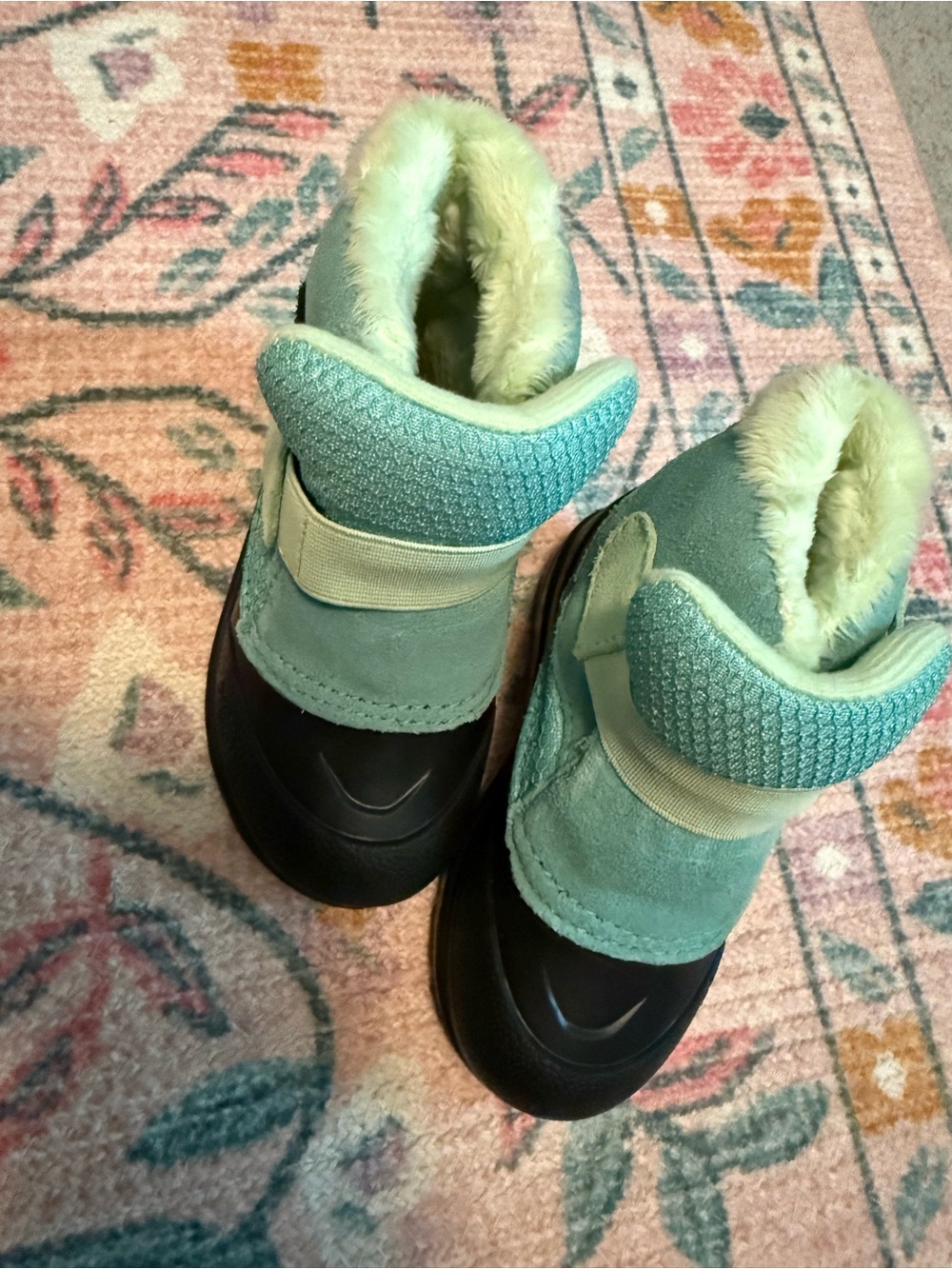 The North Face Kids Mint Green and Black Insulated Snow Boots